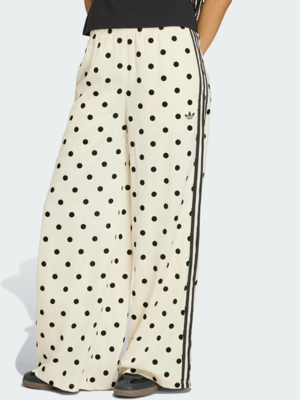 Adidas Cream Wide-Leg Polka Dot Track Pants with Black Stripes NWT -xxl